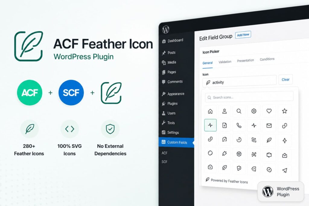 ACF Feather Icon WordPress Plugin